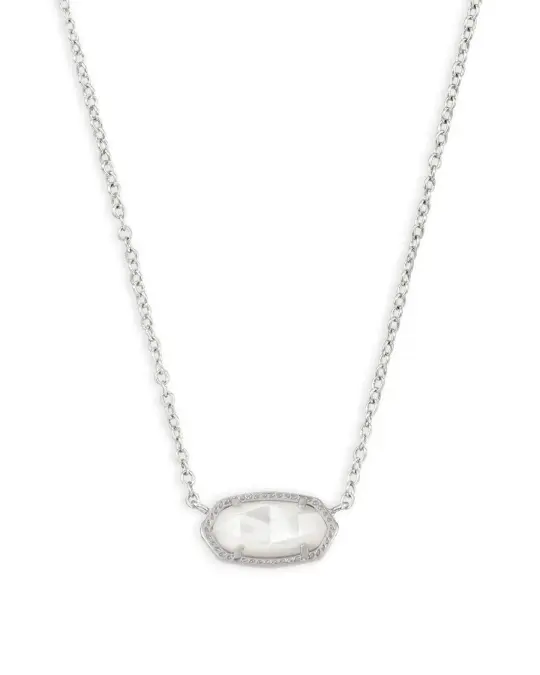 Elisa Silver Short Pendant Necklace In Ivory Mother-Of-Pearl