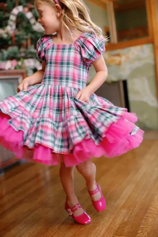Mini Scottie Dress in Vibrant Plaid