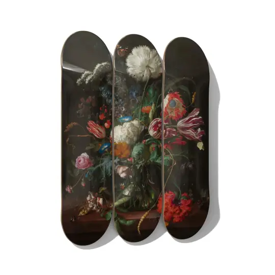 De Heem Baroque Floral Skateboard Triptych