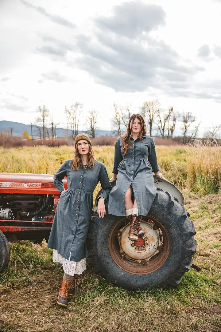 Chore Dress in Smoke Stack- Large