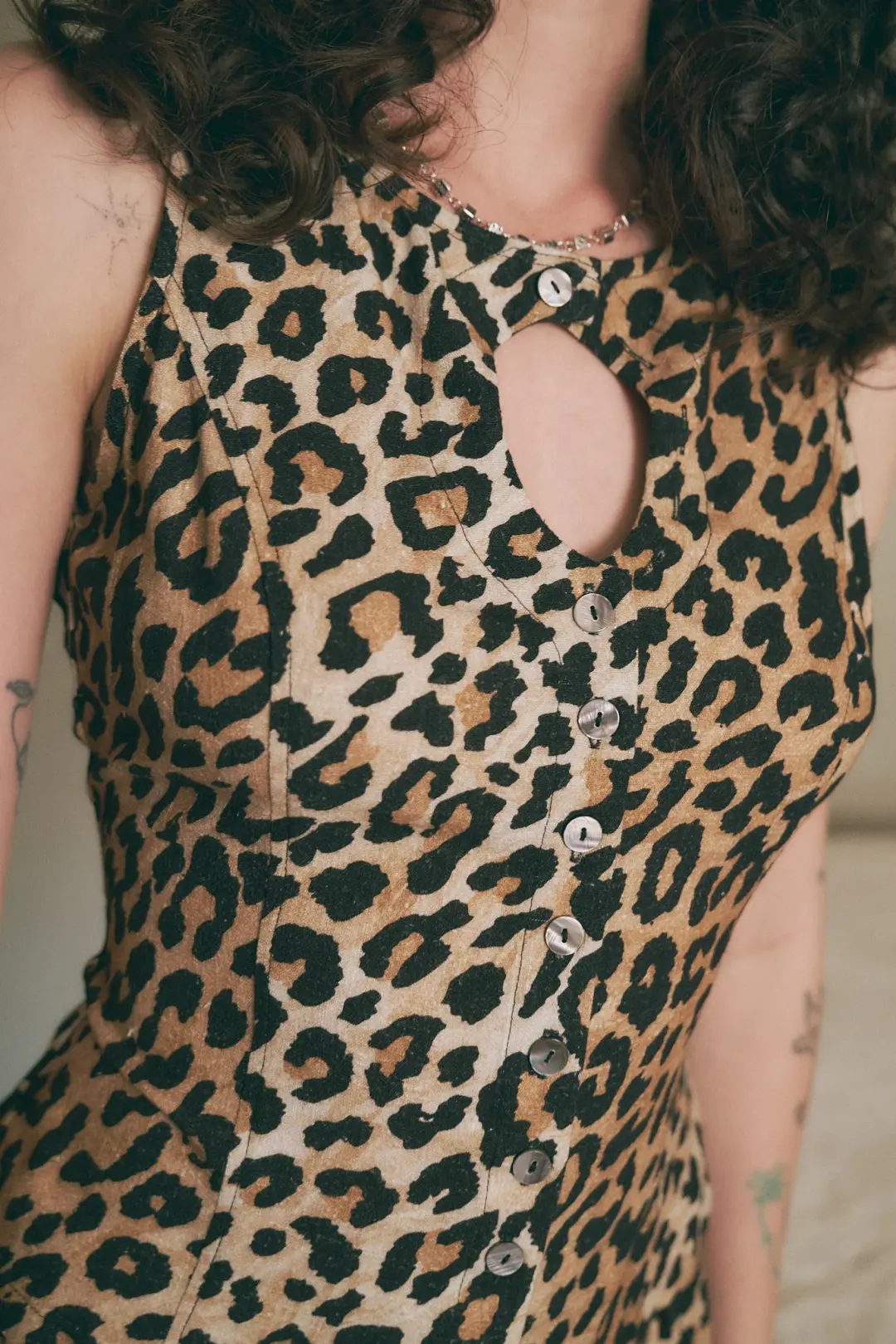 Unbuttoned Soft Linen Tank Leopard