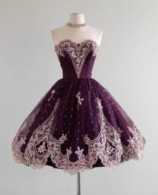 Retro Purple Homecoming Dress ,Lace Embroidery Corset Short Prom Dress RS1257