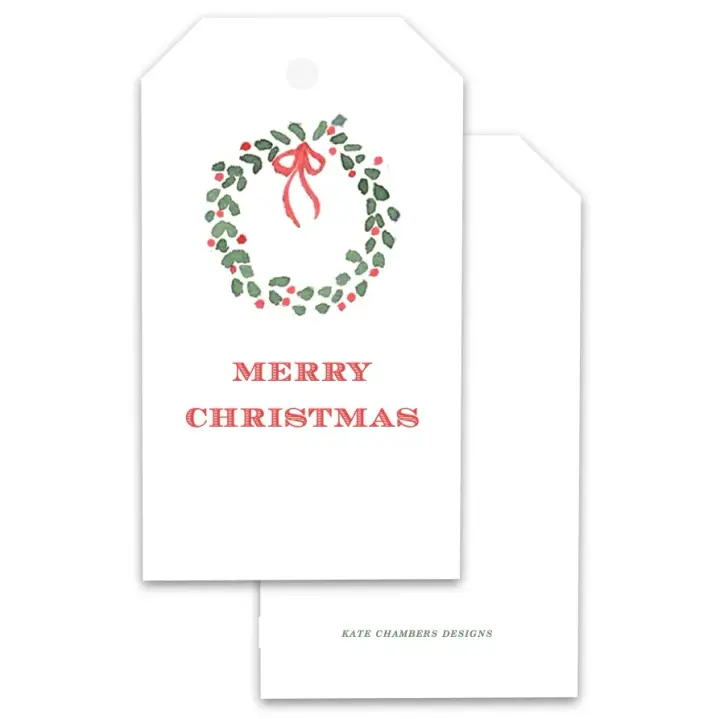 Christmas Wreath Christmas Holiday Gift Tags, Set of 12