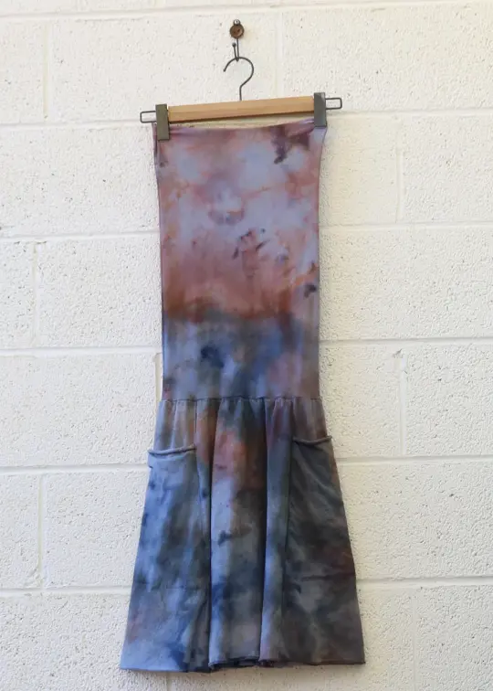 OOAK -  Love Me 2 Times Perfect Pockets Short Dress / XXS / MED Hemp/Organic Cotton / Ice Dye (147)