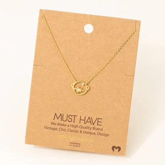 Gold Dipped Studded Star Orbit Pendant Necklace 30% off