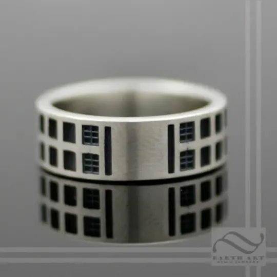 Through Space and Time -Tardis Band - Sterling Silver