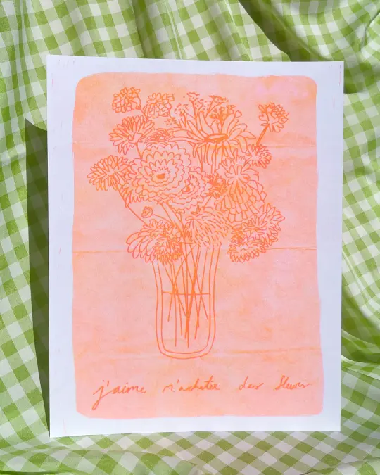 French Flowers Riso Print