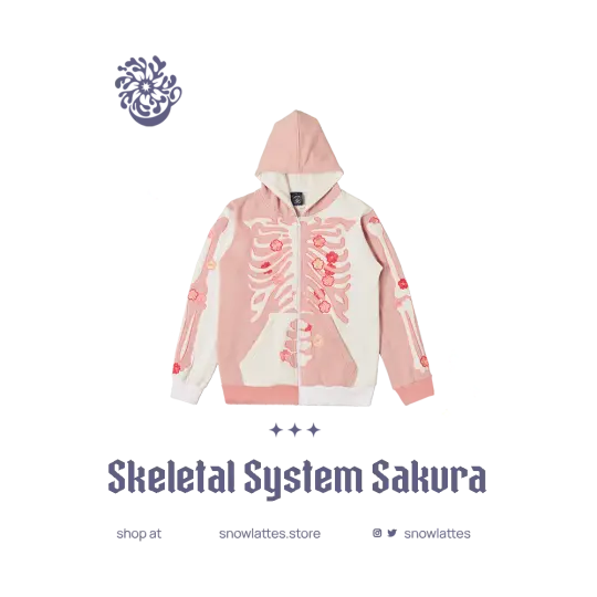 Skeletal System Hooded Jacket - Sakura