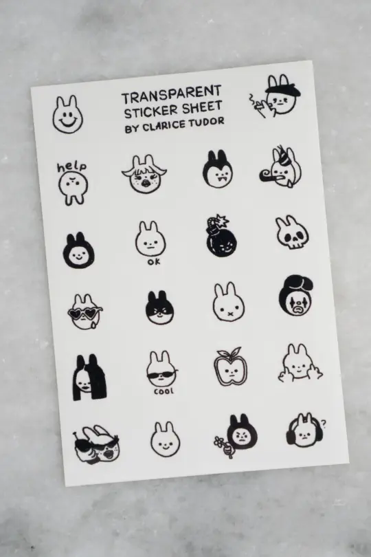 Bunnies - Clear Sticker Sheet