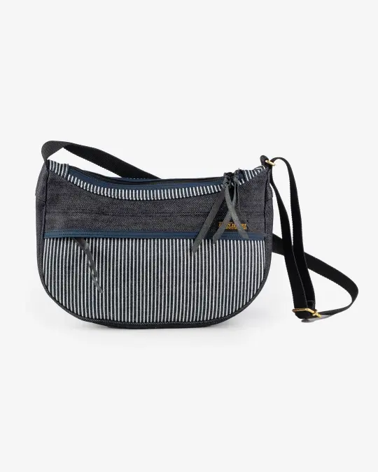 12oz Hickory Stripe Small Shoulder Bag - Indigo