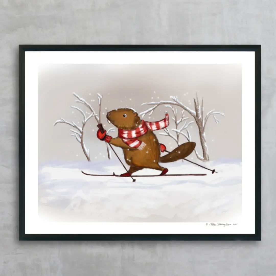 Skiing Beaver Fine Art Print, Wholesale