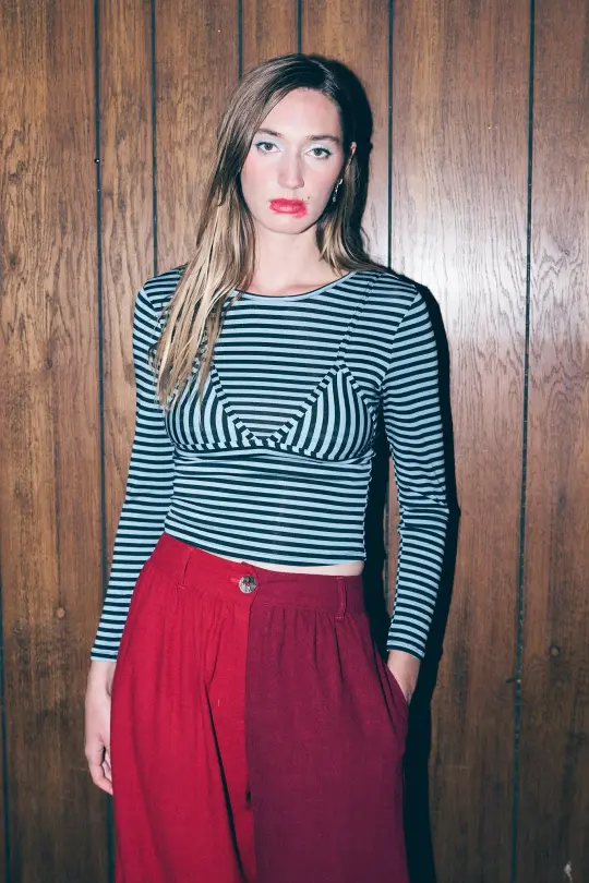 Long Sleeve Bikini Bod Blue Stripe