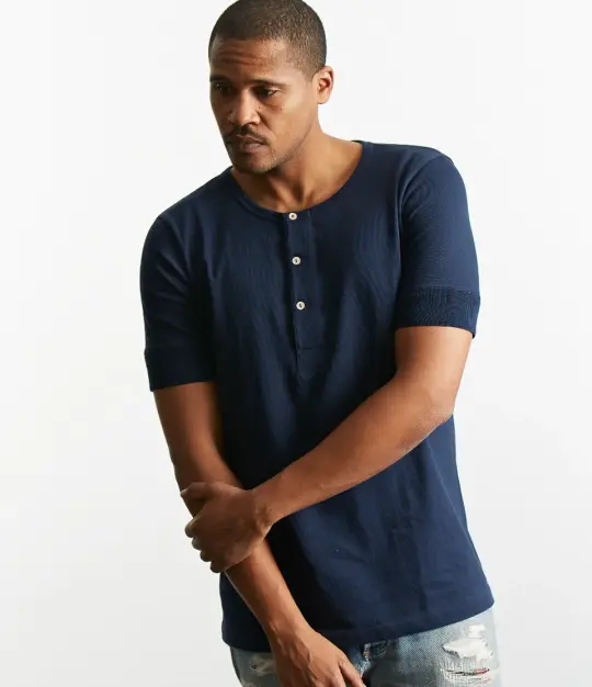 207 Loopwheeled Classic Fit Midweight Short Sleeve Henley
