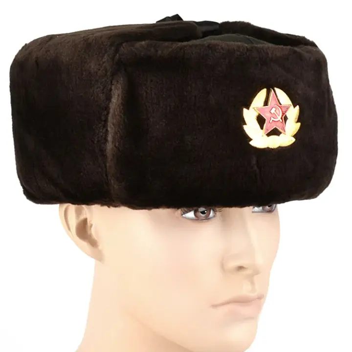 Soft Brown and Green Soviet Ushanka Hat