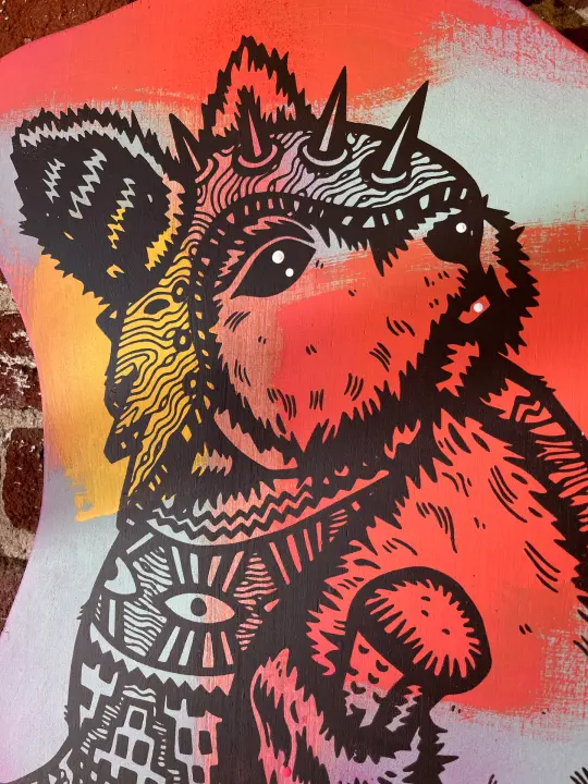 Peckish Assasin on Aged Plywood