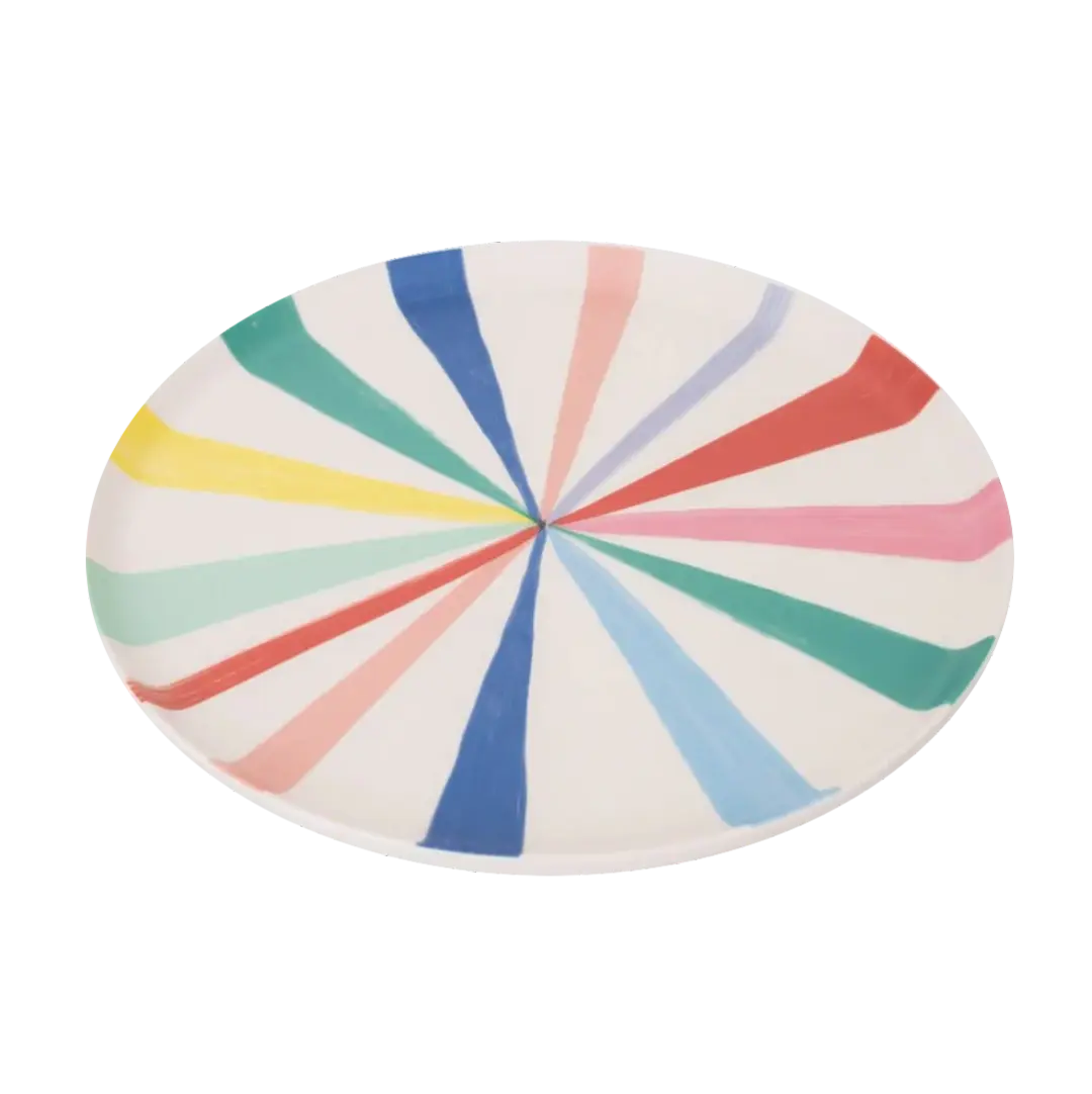 Meri Meri Bamboo Bright rainbow Stripe Plates set of 6