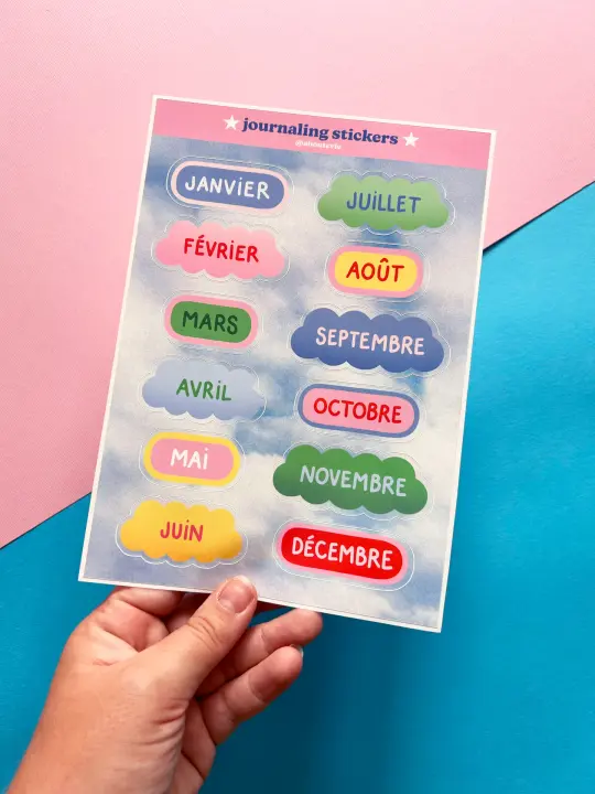 Mois de l'année - Planche de stickers