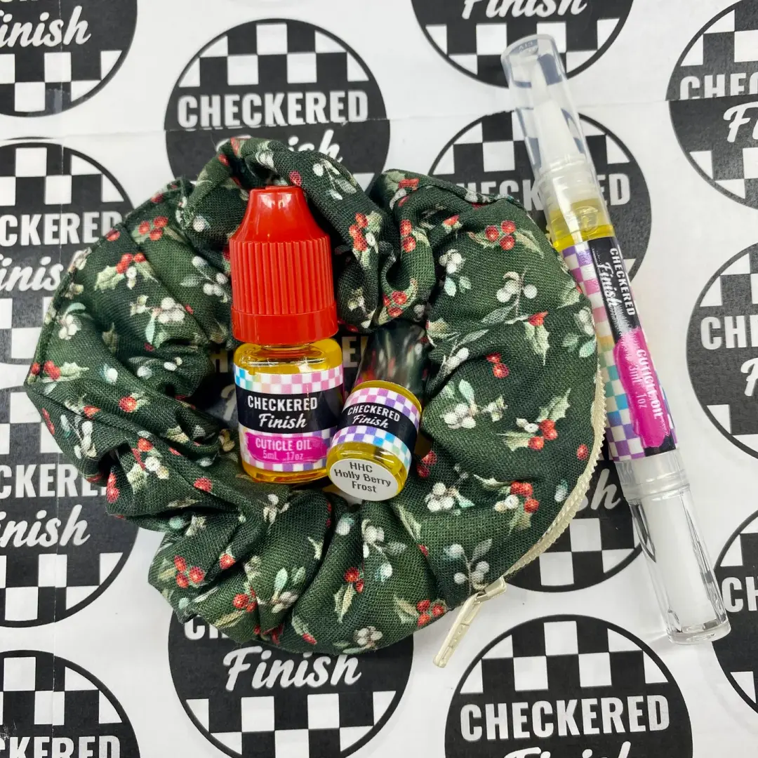 Checkered Finish: Holidays Scrunchie+ Duo "Holly Berry Frost" *CAPPED PRE-ORDER*