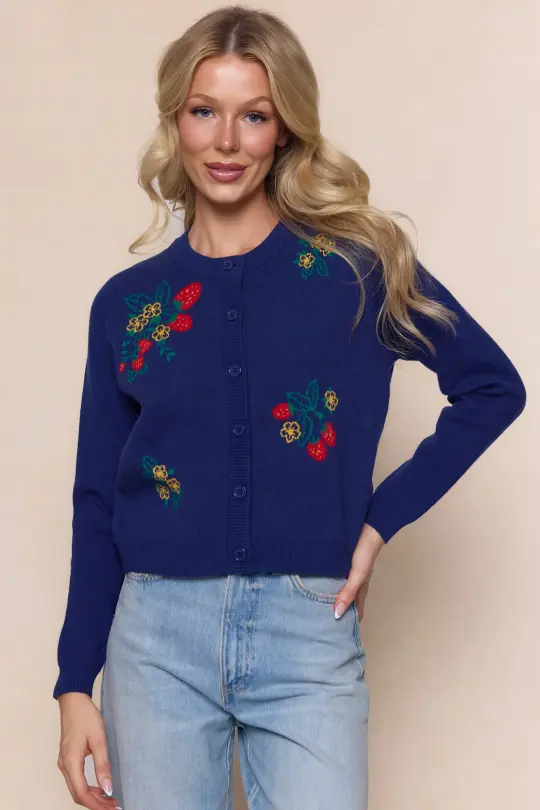 Delphi Sweater in Strawberry Print