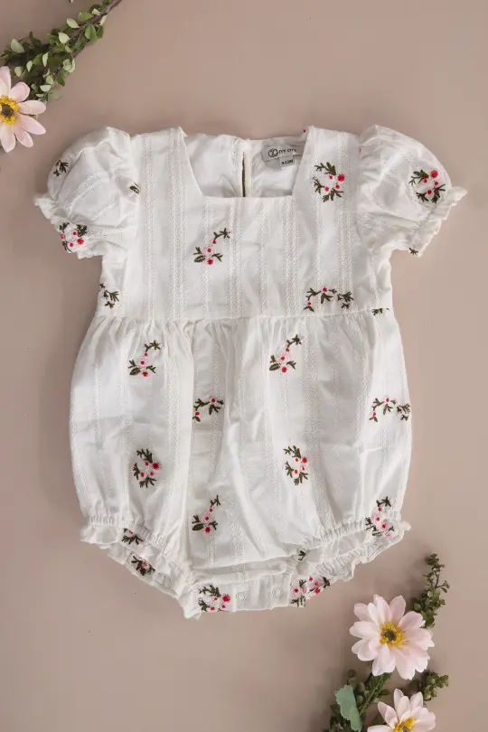 Baby Jessie Romper in Ditsy Embroidery