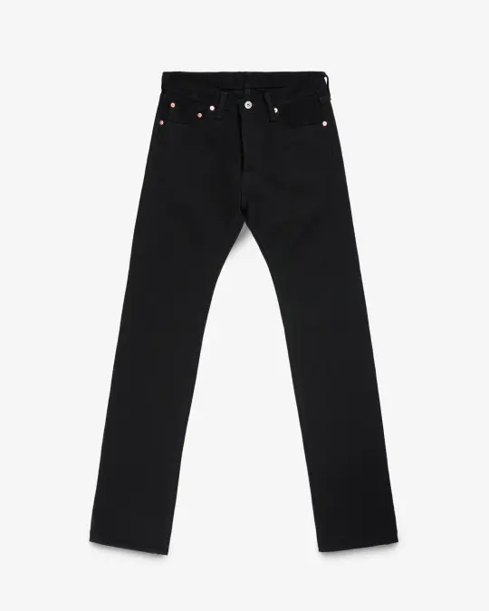 21oz Selvedge Denim Slim Straight Cut Jeans - Superblack (Fades To Grey)