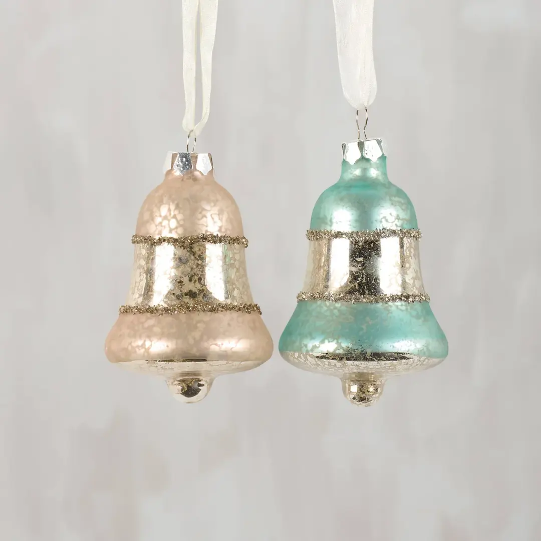 Pastel Bell Glass Ornament Set