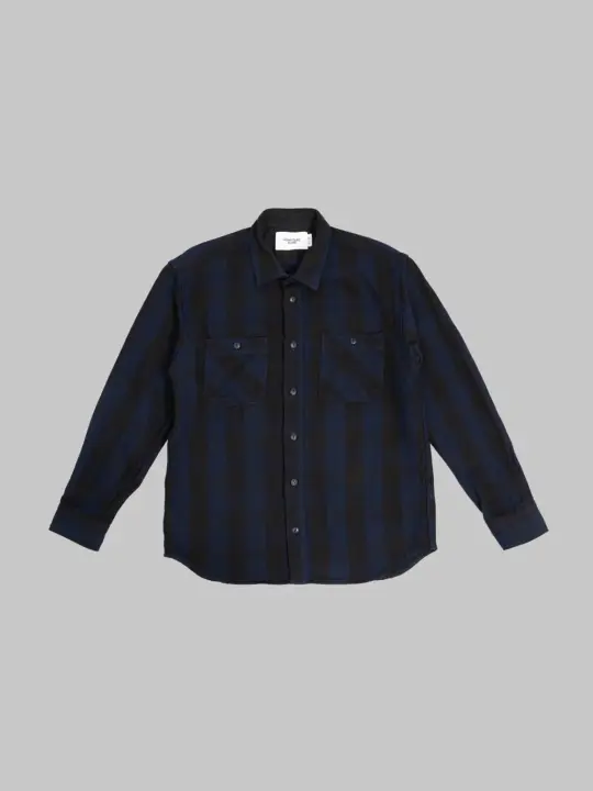 Momotaro Jeans MMLS6002 Block Check Shirt Navy