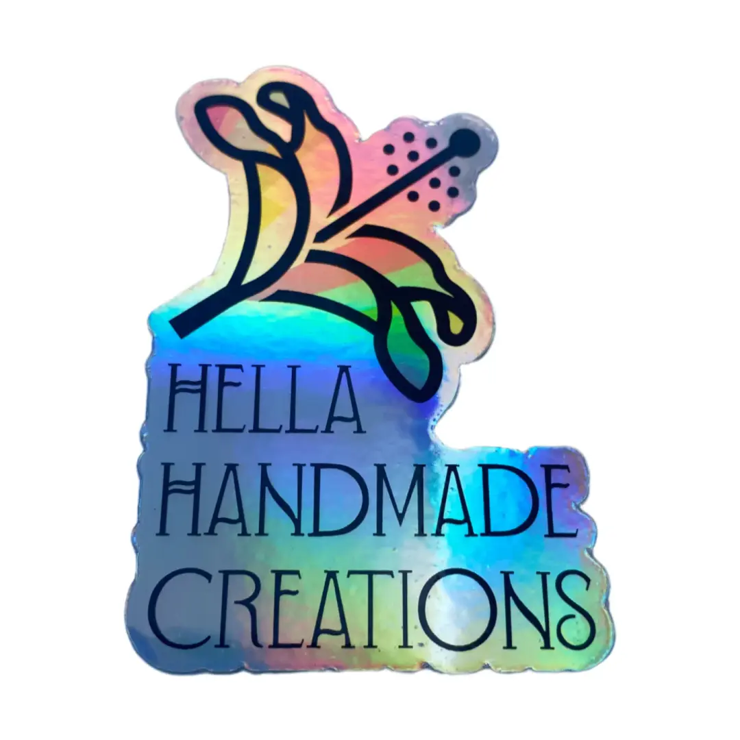 Hella Handmade Creations Colorful  Hibiscus Holo Decal - XLarge