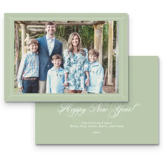 Simple Green Border Holiday Card