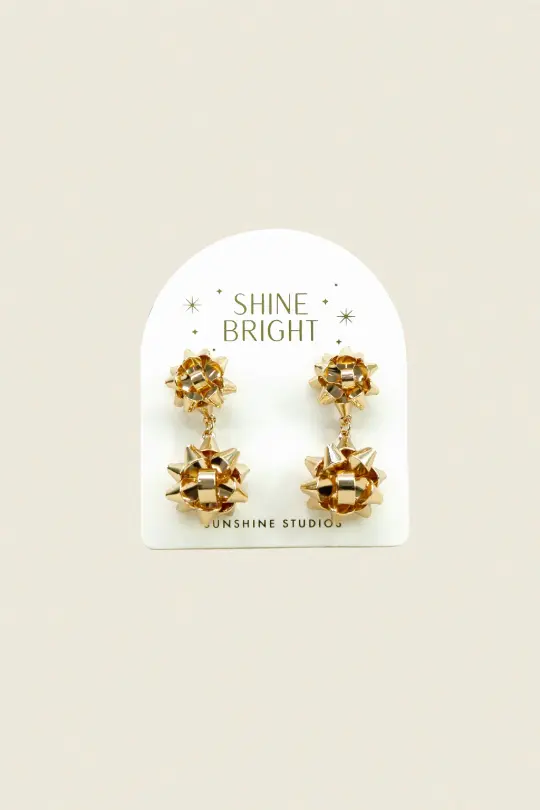 Holiday Bow Earrings, Gold