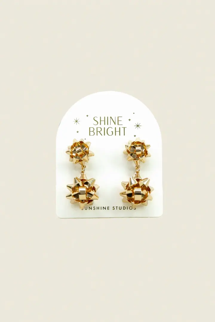 Holiday Bow Earrings, Gold
