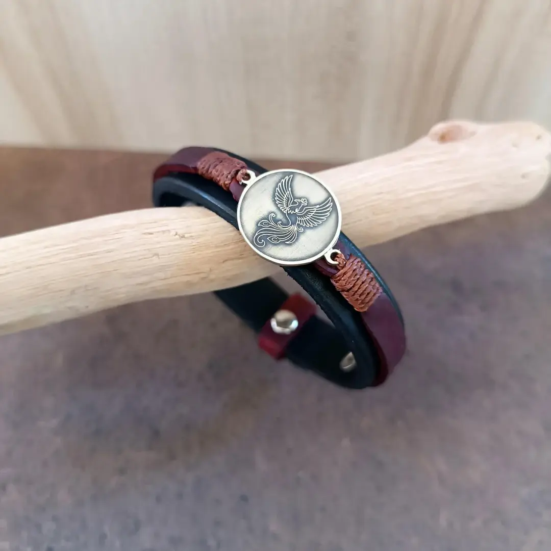 Phoenix of the Fallen - Rebirth From Ashes Leather Bracelet