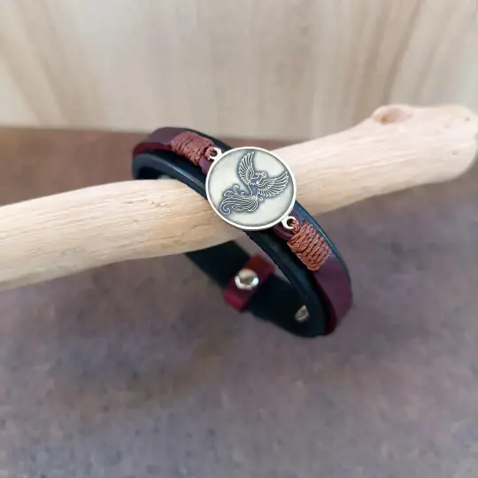 Phoenix of the Fallen - Rebirth From Ashes Leather Bracelet