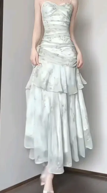 Fresh Soft Green Prom Dress ,Tiered Bodycon Maxi Evening Dress Cami Dress RS1210