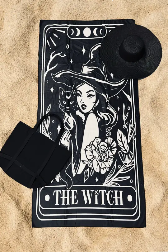 Beach Towel The Witch Tarot - Gothic Beach Towel - Witchy Home Decor