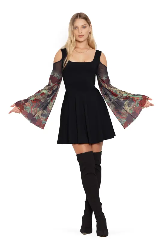 Shu-Ra Sheer Sleeve Matte Tank Dress