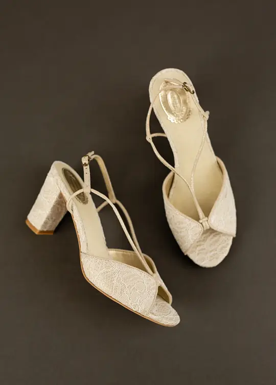 Amore Heel in Cream & Gold