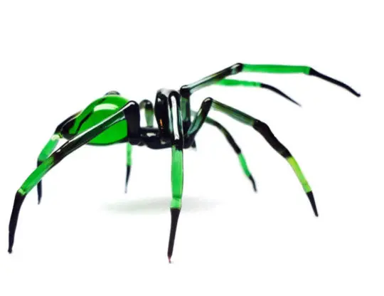 Green And Black Glass Spider Figurine – Venom Style Lampwork