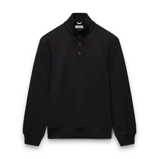 Midweight Terry Standard Button Mockneck
