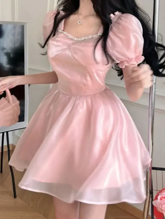 Silky Sweet Beaded Women's Homecoming Dress Pink Corset Short Prom Dress Birthday Dress RS2810