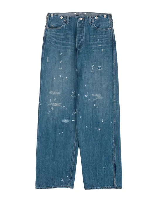 Old Joe Beltless Waist Jean Trouser"990" (Scar Face & Paint) Indigo