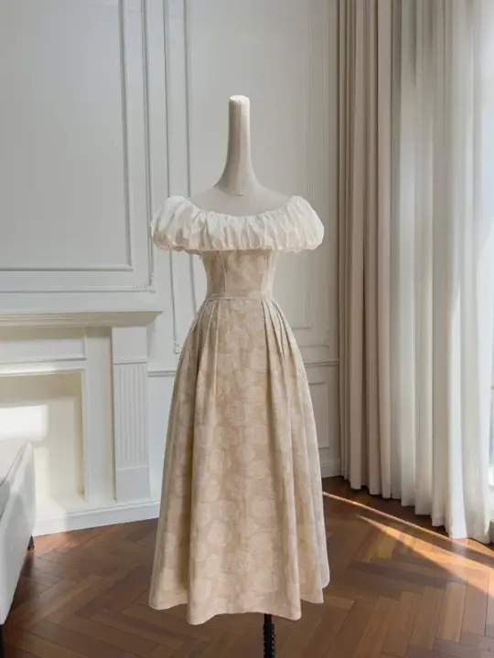 Brown cloud neckline slim waist slim long skirt homecoming dress R5180
