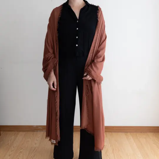 Silk Noil Wrap Scarf | Redwood
