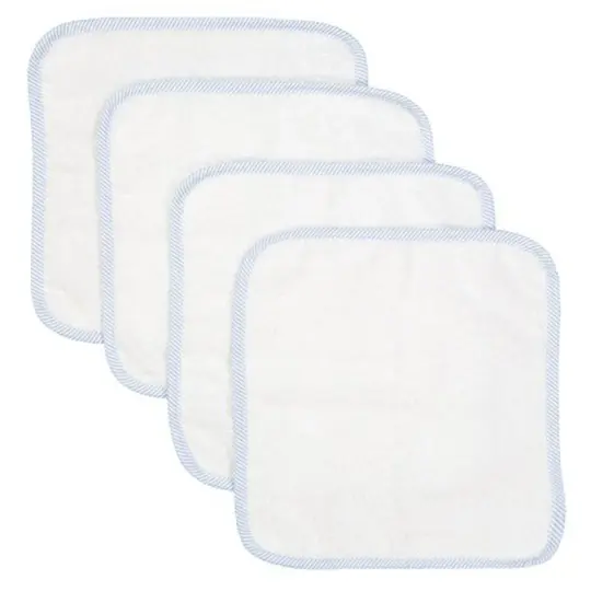 Baby Mode Signature Baby Boys and Girls Bath Washcloths with Piped Edge, Blue