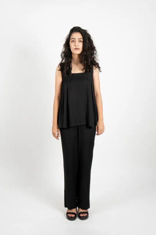 Two Steps Ahead Square Neck Black Top