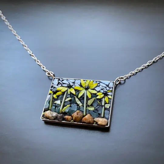 Black Eyed Susans Micro Mosaic Pendant