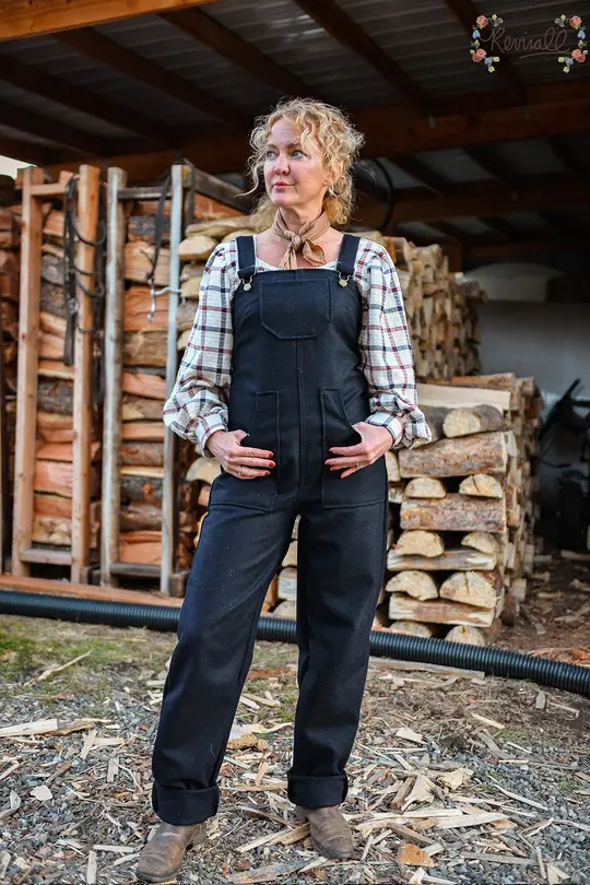 Wool Overalls in Navy- Small