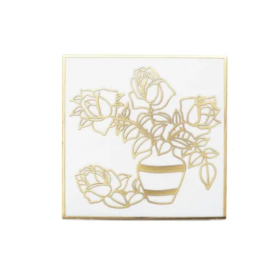 Gold White Flowers Pin