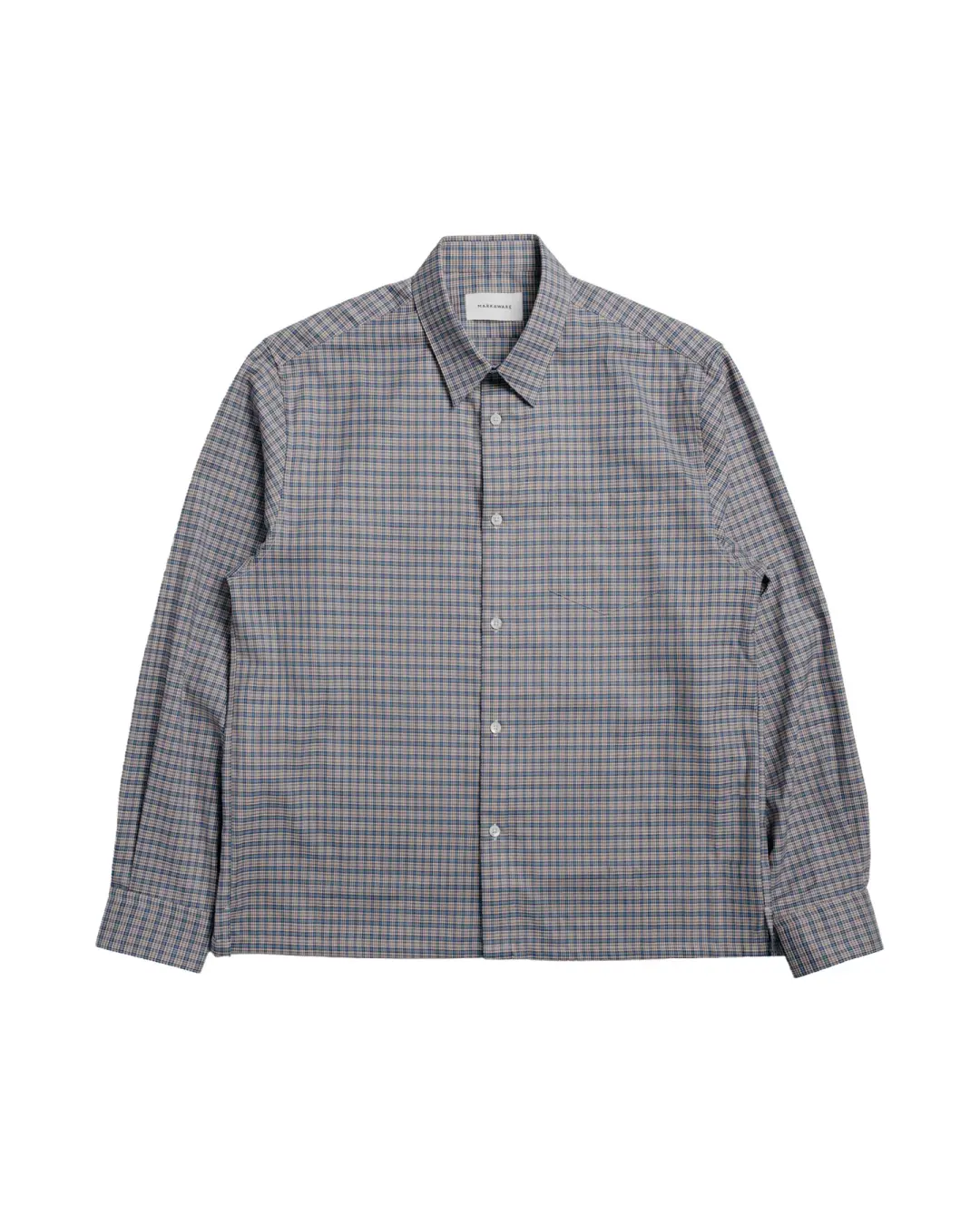 MARKAWARE Square Shirt Super 160s Shrink-Resistant Wool Oxford Brown Check