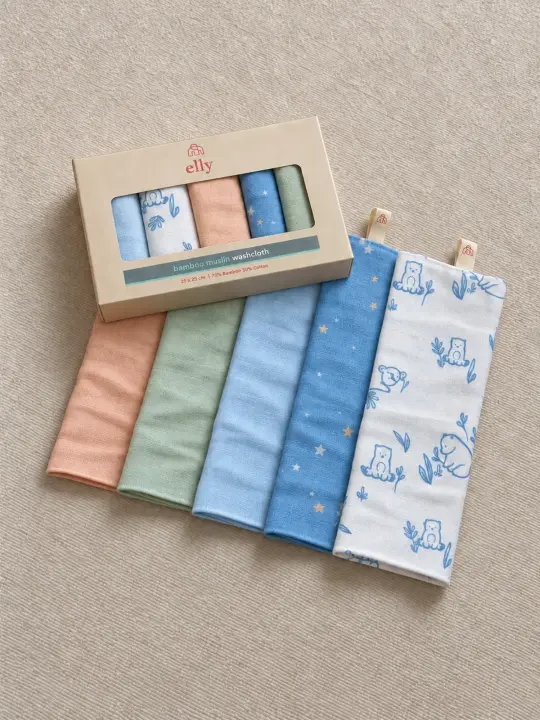 Bamboo Muslin Washcloth Set of 5 - Beary Best